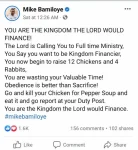 Mike Bamiloye Advises Those Refusing God Calling Into Full time Ministry facebook screenshot